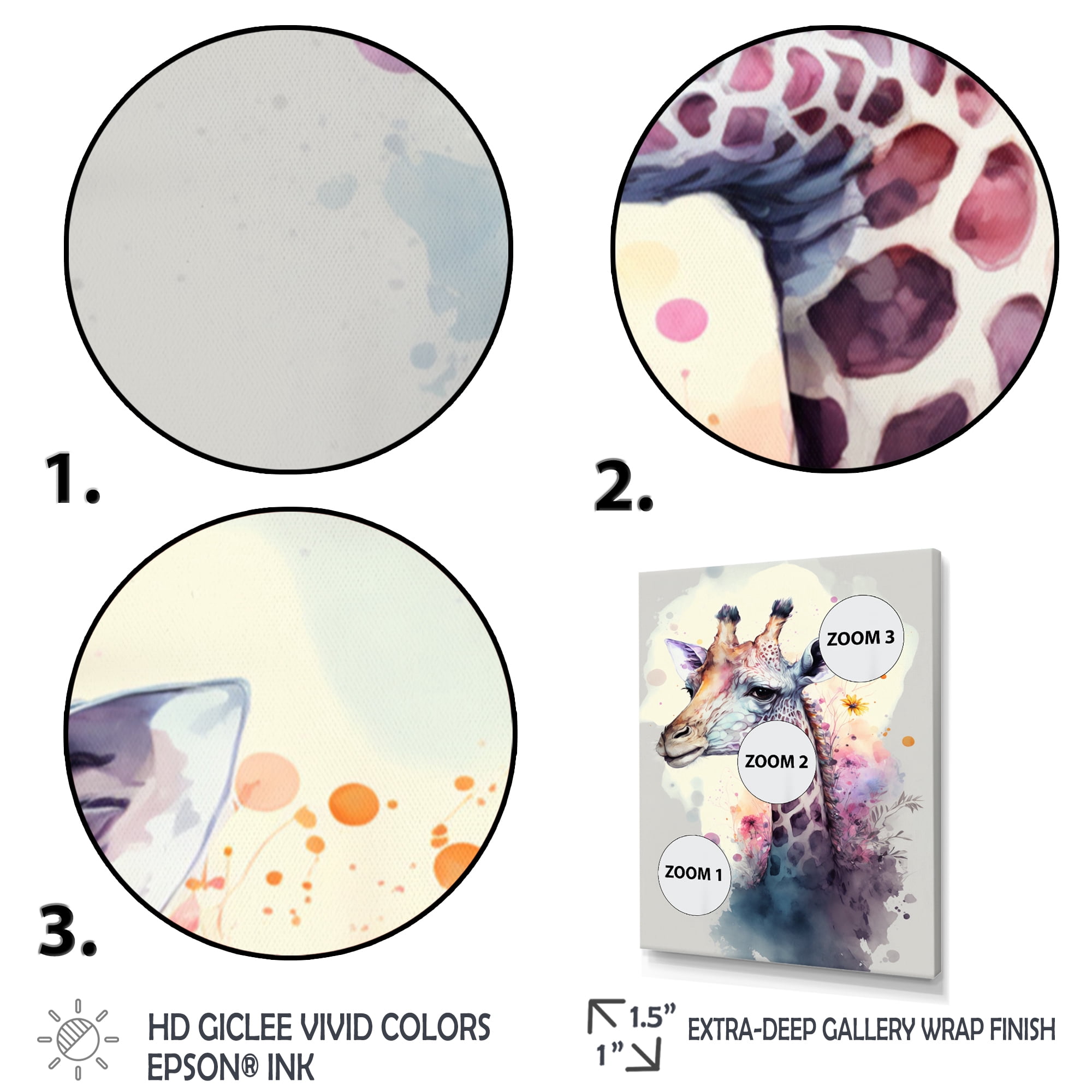 Designart Cute Giraffe Floral Art III Canvas Wall Art