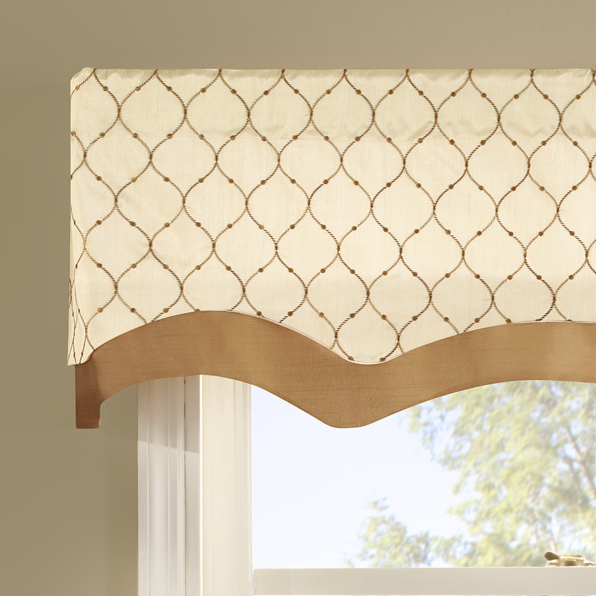 Bleecker Embroidered Layered Curtain Valance with Lining