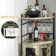 thumbnail image 4 of FONIRRA Corner Mini Bar Cabinet, Metal Wine Cabinet with Mesh Doors, Corner Shelf for Living Room with Glass Door, Rustic Brown, 4 of 8