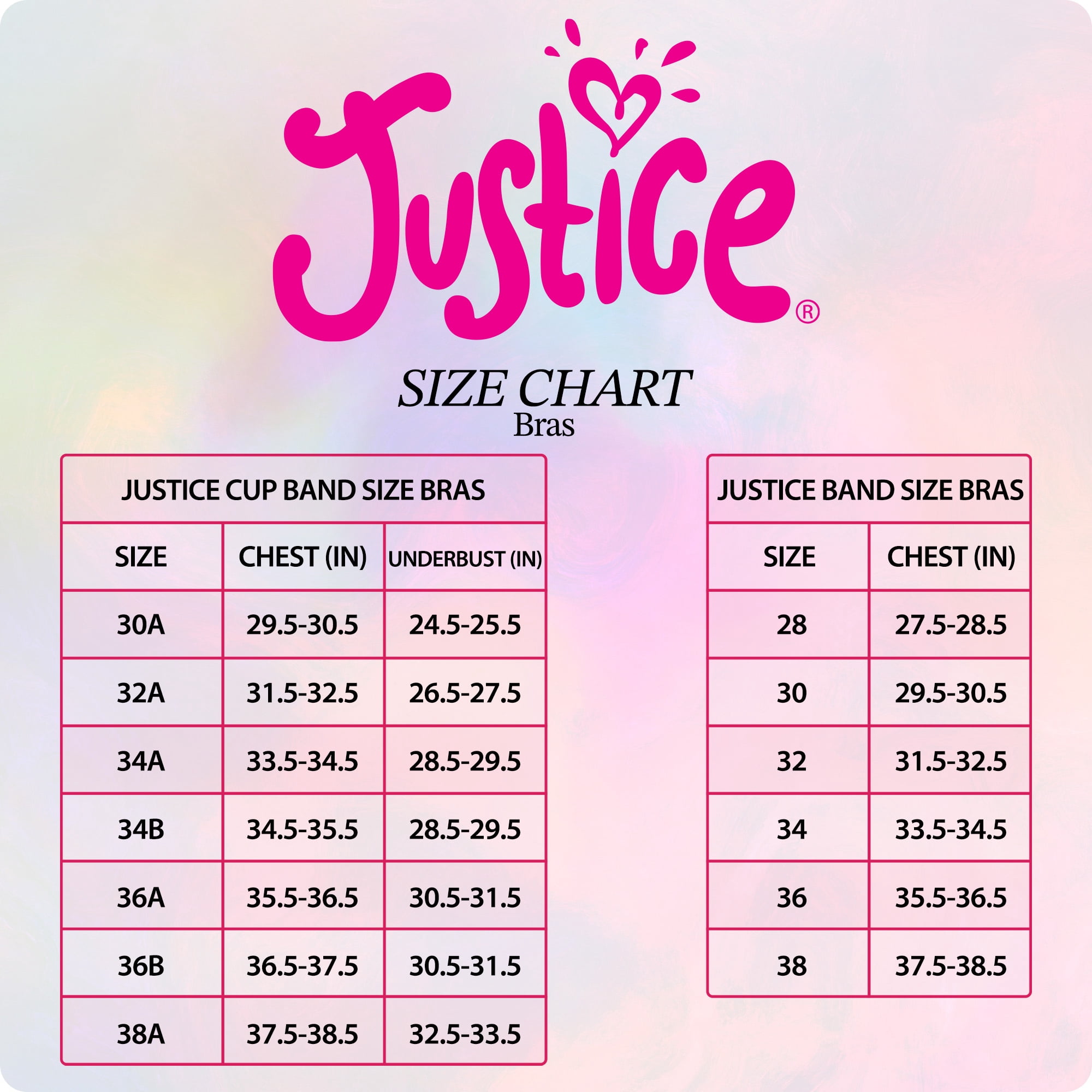 Justice Girls Cutout Bra, 2Pk, Sz 28-38