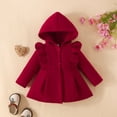 thumbnail image 3 of Usaibhir Toddler Baby Girl Clothes Jacket Coat Long Sleeve Solid Color Buttons Hooded Trench Coat Dress Fall Winter Outfit 9-24M, 3 of 8