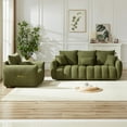 thumbnail image 2 of Teddy Cloud Sofa Couch, Comfy Deep Seat Modern Lounge Chair Cushions, Upholstered 3 Seater + 1 Seater  Oversized Couch, Apartment Sofa Furniture for Living Room Office, Green, 2 of 9