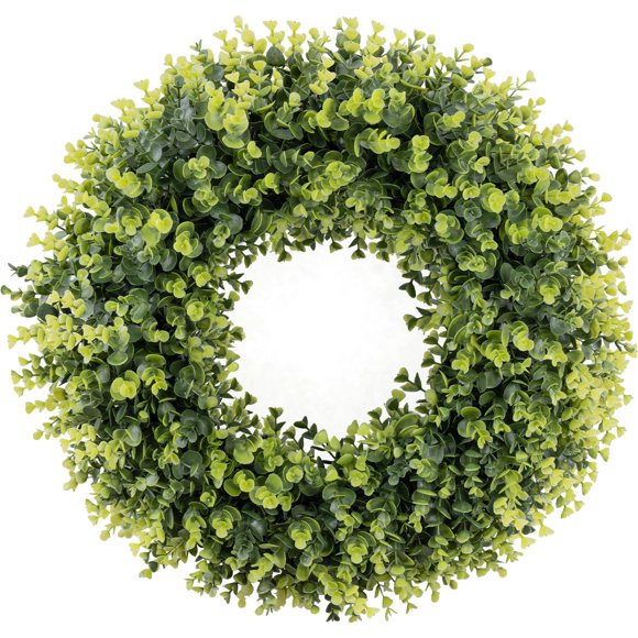 Corona HUZIYAHAN Spring de madera de boj verde, 50 cm, para todas las estaciones