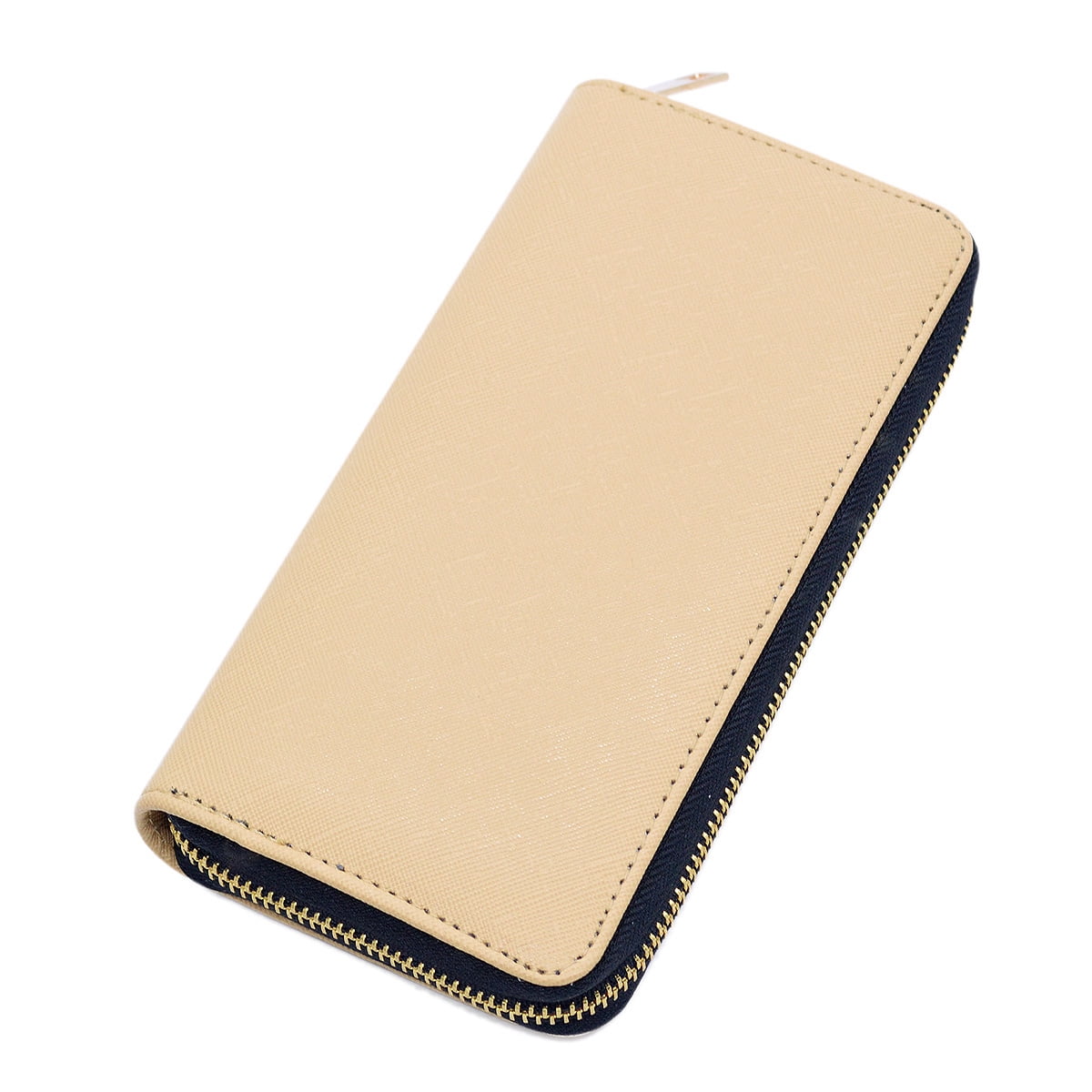 Vegan Leather Zip-Around Wallet – Saffiano Texture, 8 Card Slots, Mint Color - View #6