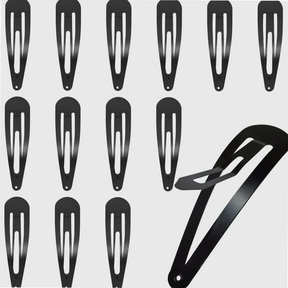 30 Pcs Snap Hair Clips, 3.1 Inch Big Size Barrettes Women No Slip Metal Snap Hair Clips Large Hair Pins(Black)