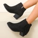 thumbnail image 4 of NECHOLOGY Botas Mujer Adulto Femenino Zapatos Botines mujer Clásico Versátil Negro Moda Borla Cremallera lateral Tacón grueso Elevado Cálido Bajo Parte superior Botines de mujer (Black, 7), 4 of 6
