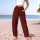 thumbnail image 2 of Pantalones elásticos de lino de cintura alta para mujer, informales: pantalones ligeros de verano para hacer ejercicio, 2 of 8