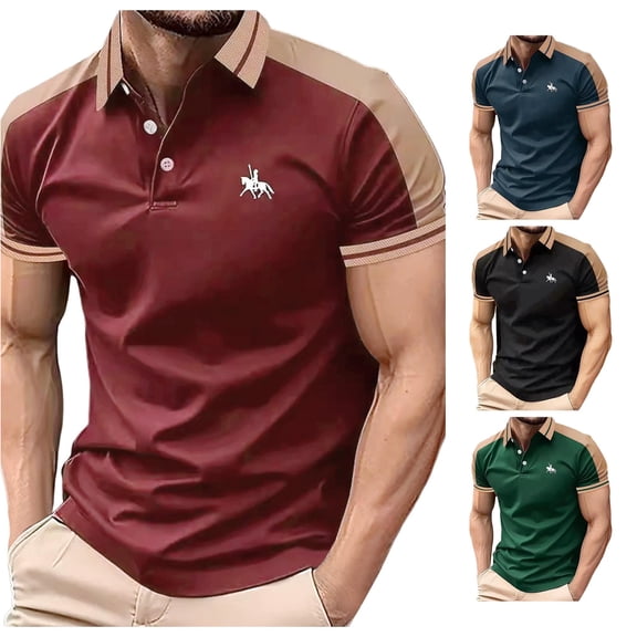 LIIPEE Summer Fashion Graphic Polo Shirt For Men Short Sleeve Tennis Collar Shirts Male Comfortable Breathable Versatile Polos,XL