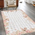 thumbnail image 3 of Pink Easter Area Rug 3x5 FT, Non Slip Entryway Bedside Carpet, Spring Floral Farmhouse Eggs Grey Plaid Washable Soft Floor Carpet Indoor Mat Non-Shedding Throw Rug for Dorm Kitchen Home Office, 3 of 4