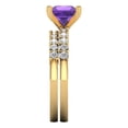thumbnail image 3 of Clara Pucci 18K Yellow Gold 2.63 Natural Amethyst Engraveable Engagement Ring + Wedding Band Set, 3 of 7