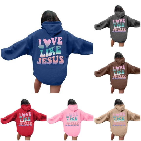 CAIVO Hoodies For Women Casual Hooded Sweatshirt Funny Letter Print Pullover Long Sleeve Hoodie For Daily Wear Comfortable Loose Fit Soft Streetwear Workout Tops