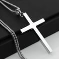 thumbnail image 2 of QQTDFG New Gift Unisex's Men's Silver Stainless Steel Big Cross Pendant Chain Necklace-default, 2 of 9