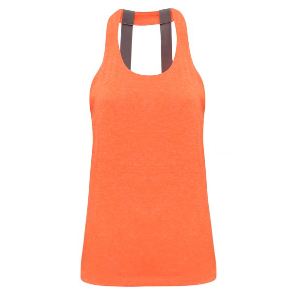 Tri Dri - Camiseta sin mangas con tirante doble en la espalda para mujer (Naranja Moteado)
