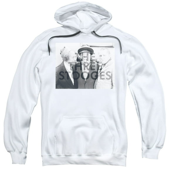 Trevco Sportswear TTS204-AFTH-6 Three Stooges Cutoff Adult Pullover Hoodie, White - 3X