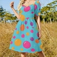 thumbnail image 4 of Colorful Dots Short Sleeved Dress Dresses Gala Dresses for Special Events, 4 of 6
