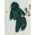 thumbnail image 3 of Bagilaanoe 2PCS Toddler Baby Girl Boy Long Pants Set Solid Color Long Sleeve Hoodies Sweatshirt Tops + Drawstring Sweatpants 6M 12M 18M 24M 3T 4T 5T Kids Casual Sweatsuits, 3 of 8