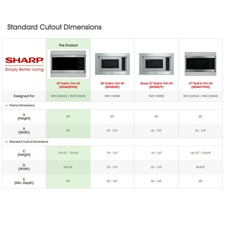 Sharp - 30 in. Built-In Microwave Trim Kit for SMC2266HS - Silver