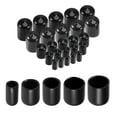 thumbnail image 1 of Uxcell 25Pcs Tapones de goma redondos 1/4" 3/8" 1/2" 5/8" 3/4" Cubierta de vinilo negra Protectores de rosca Kit de surtido, 1 of 5