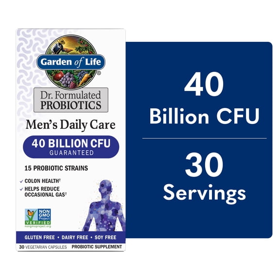 Garden of Life Dr. Formulated Men's Health Daily Care Probiotics Vitamins for Digestive Gut Health and Immune Support, 30 Count​