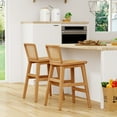 thumbnail image 7 of Andeworld Counter Height Bar Stools Set of 2,Mid-Century Counter Stools,24" Farmhouse Barstools with Footrest,Natural Rattan Stools for restaurant, 7 of 7