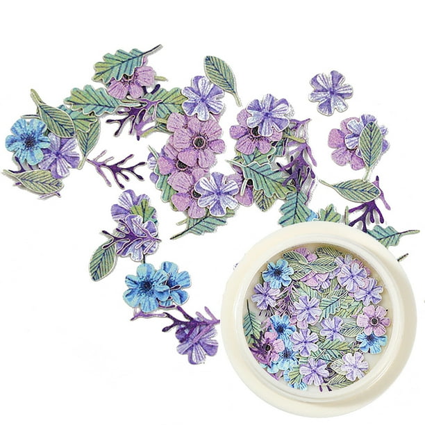 Uñas postizas, uñas postizas, regalos para mujeres, arte de uñas, flores, hojas de pulpa de madera, colores mixtos, rosa, pequeñas flores, parche para arte de uñas, hojas de pulpa de madera, pegatinas