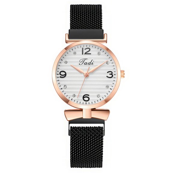 Resicozy Womens Vintage Watch Dainty Stainless Steel Mesh Quartz Watch Soft Adjustable Resistance and Lightweight for Daily Wear Black