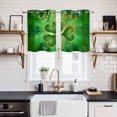 thumbnail image 2 of 2 Panels Kitchen Tier Curtains 39 Inch Length, St. Patrick's Day Grommets Window Treatment Curtain, Spring Lucky Shamrock Grass Farmhouse Thermal Curtains Drapes for Living Room/Bathroom, 2 of 9