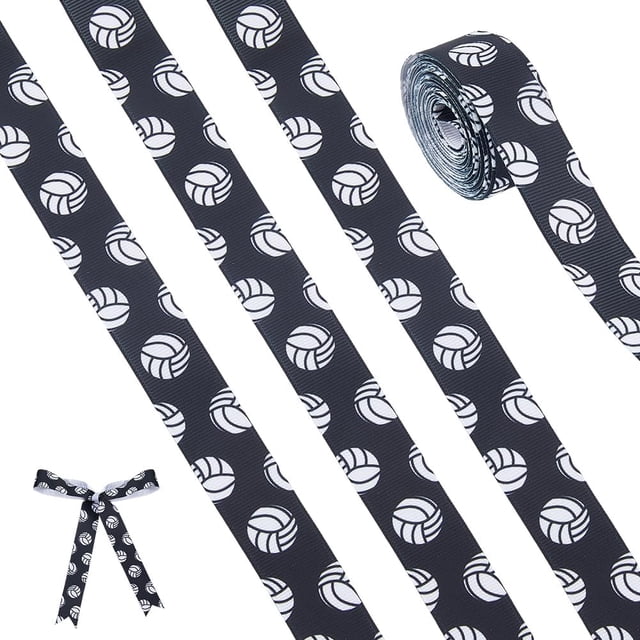 Cinta de voleibol negra de 10 yardas x 7/8 pulgadas (22 mm), cinta de grosgrain deportiva, cinta para pelotas deportivas, cinta para envolver regalos, cinta para hacer lazos