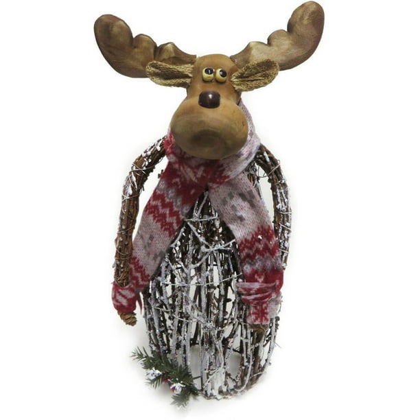 Holiday Time Christmas Decor 12" Standing Moose Decor  Walmart.com