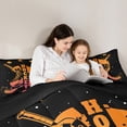 thumbnail image 5 of Homewish Ice Hockey Sports Full Size Comforter Sets for Kid, Sports Player Bedding Comforter Set, Black Orange Cartoon Theme Reversible Bedding Sets, Luxury Bedroom Decor, 3pcs, 5 of 8
