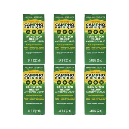 6 Pack - Campho-Phenique Pain & Itch Relief Antiseptic Liquid 0.75 oz