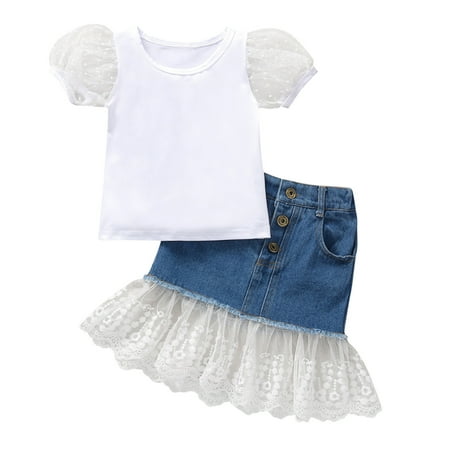 

ZHAGHMIN Baby Girls Letter Flower Short Set Skirt Tops+ Toddler Sleeve Kids Bubble Short Girls Baby Jeans Lace Tulle Outfits Girls Outfits&Set Knitted Baby Blankets For Girls 2T Girls Clothes 3 Mont
