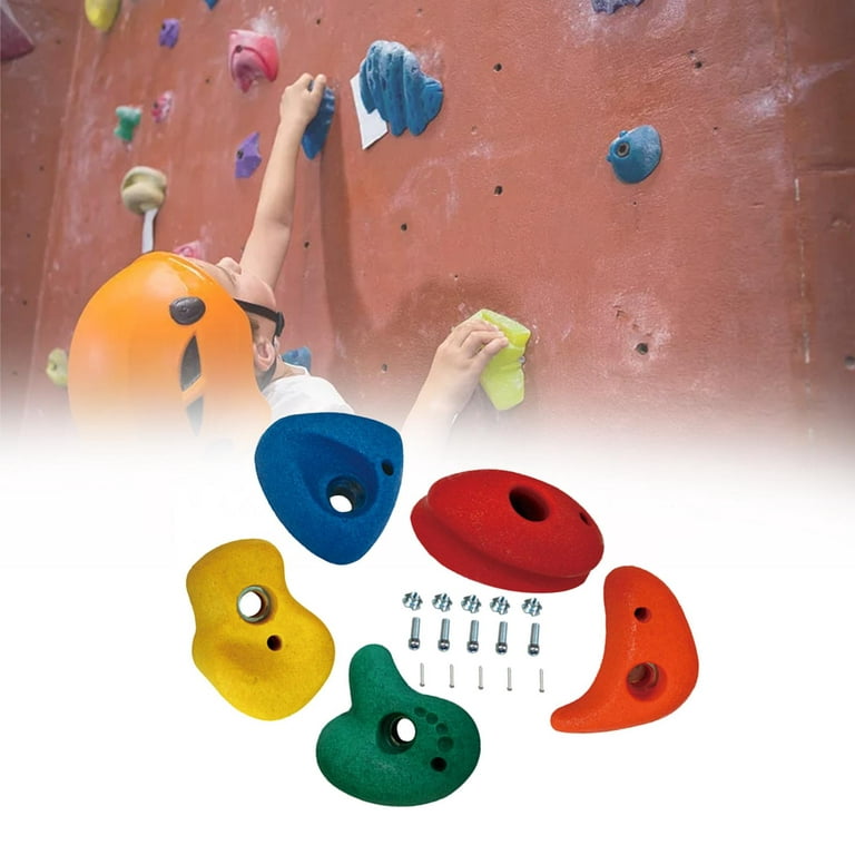 Koolsoo 5X Climbing Rocks Kits with Mounting Hardware Rock Wall Holds Climbing Holds for Wall Outdoor Indoor Gym Jungle Small, Size: Optional