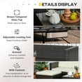 thumbnail image 4 of 3-Piece Brown PE Rattan Wicker Patio Furniture Set with Sofa, Footstool & Table - Cream Cushions for Balcony, Garden & Backyard Outdoor Seating, 4 of 7