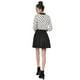 thumbnail image 5 of Disfraz de Halloween Allegra K para mujer Polka Dots Contraste Peter Pan Collar Top 3/4 Mangas Blusa Camisa Blanco S, 5 of 7