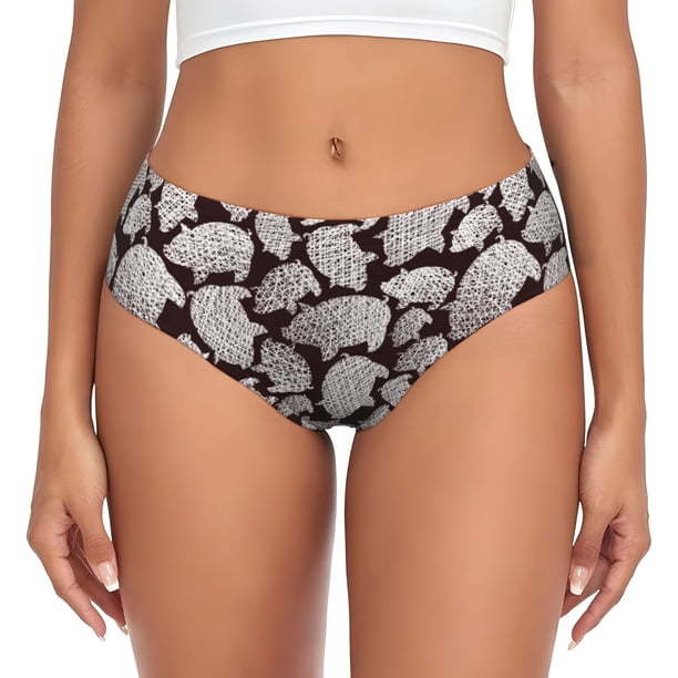 Fotbe Hand Drawn Pig Calzones Estampados para Mujer – Ropa Interior de Algodón, Cómoda, Suave y Elástica-X-Large