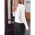 thumbnail image 6 of Women Fall Cardigan Sweaters Long Sleeve Button Up Ribbed Knit Tops White M, 6 of 7