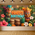 thumbnail image 6 of Floral Design Happy Birthday Banner Decorative Tiki Mask for Tropical Party Celebration Photo Shoot Event Decoration, 6 of 7