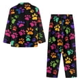 thumbnail image 6 of Garronmavis Dog Paws Women's Sleepwear 2-Piece Pajama Set Long Sleeve Button Front Shirt & Stretchy Pants V-Neck Design Comfortable & Stylish Nightwear for Ladies, 6 of 7