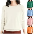 thumbnail image 2 of FUZHIQ Fall Sweaters for Women Long Sleeve Crewneck Tops Solid Color Casual Blouses Lightweight Soft Pullover Sweaters, 2 of 2