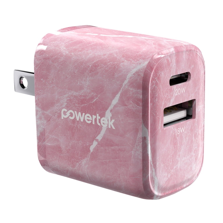 Powertek Marble Dual Port Wall Charger 20W Pink photo 1
