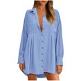 thumbnail image 2 of Qertyioot Robes pour Femmes Manches Courtes Col en V avec Cordon de Serrage Robe Décontractée à Volants Ligne A Mini Robe, 2 of 9