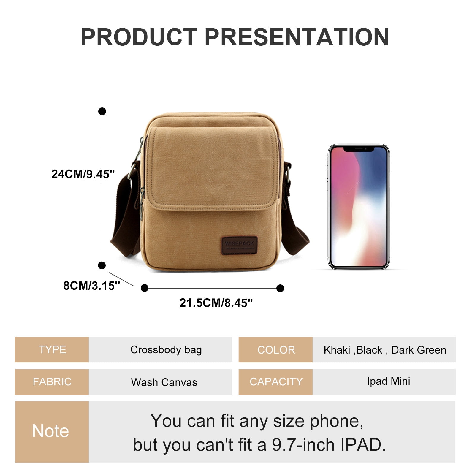 Unisex Crossbody Bag Small Canvas Shoulder Pouch for Phone Passport Cards Adjustable Strap Walmart