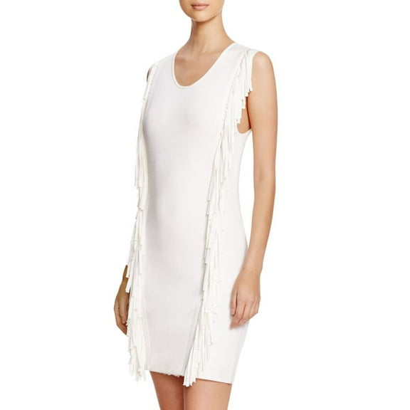 Rebecca Minkoff Women's Bailando Fringe Dress Sz M Chalk