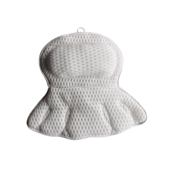 Generic 4D Mesh Bath Pillow for Tub with Suction Cups Neck Back Support White
