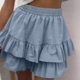 thumbnail image 5 of FRSASU Women's Frill Trim Ruffle Hem Shirred High Waist Shorts, Boho Casual Spring & Summer Tiered Layer Skirts Sky Blue, 5 of 7