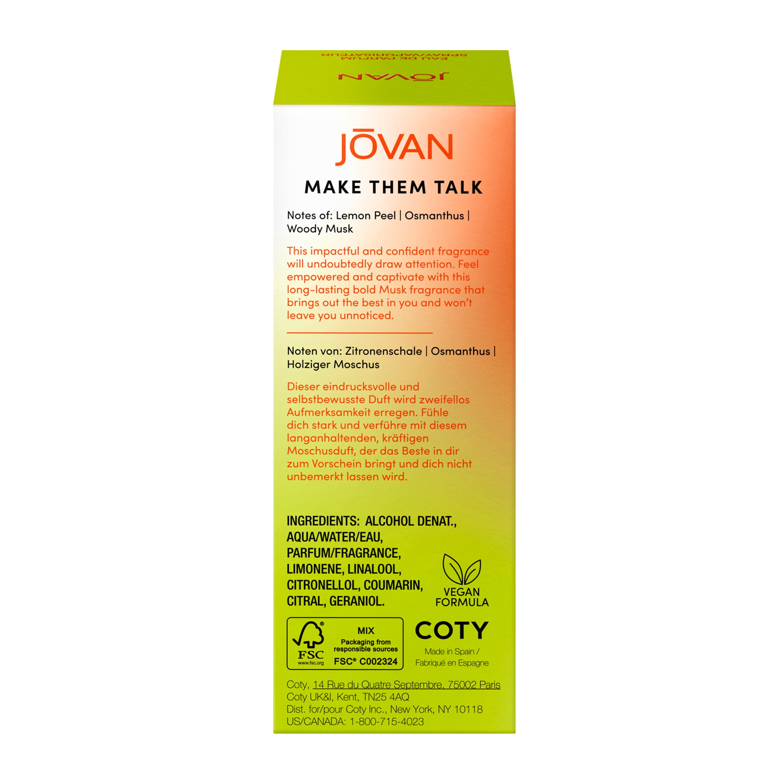 Jovan Make Them Talk Unisex Eau de Parfum Spray Modern Musk 3.4 oz