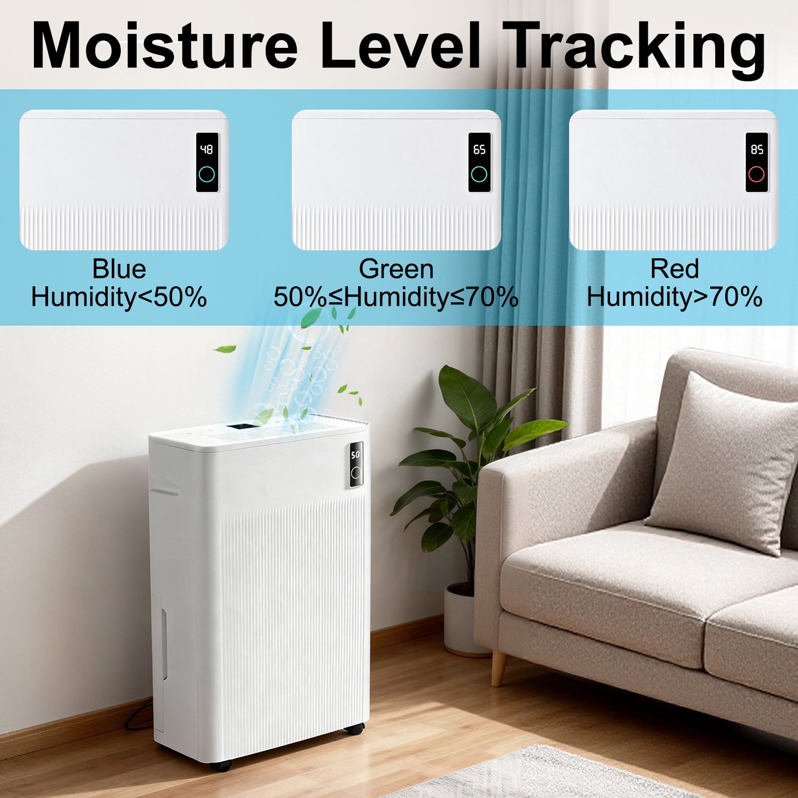 70 Pint Basement Dehumidifier for Home – Covers up to 4500 Sq.Ft, 3 Modes with Intelligent Humidity Control, Continuous Drain Hose, Quiet Operation, Dry Clothes, 24HR Timer