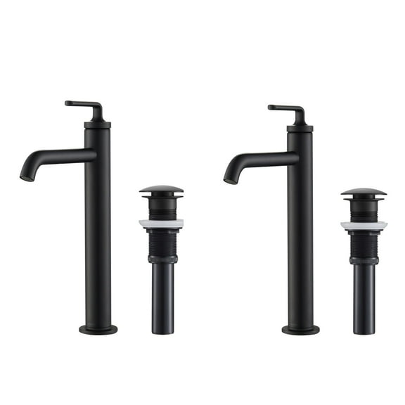Ramus™ Single Handle Vessel Bathroom Sink Faucet with Pop-Up Drain in Matte Black (2-Pack)