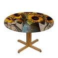 thumbnail image 3 of WYYP Sunflowers Round Tablecloth with Elastic Edge 100% Polyester Fiber Great for Home Kitchen/Parties/Holiday Dinner White, 3 of 8